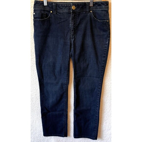 Chicos Womens Platinum Jeans Size .5 Tall 6  Blue Mid Rise Tapered Classic Denim - Picture 1 of 12
